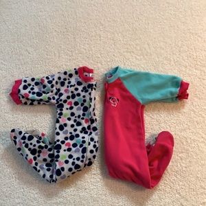 2 Gerber Fleece Zip Up Sleepers/Footie Pajamas